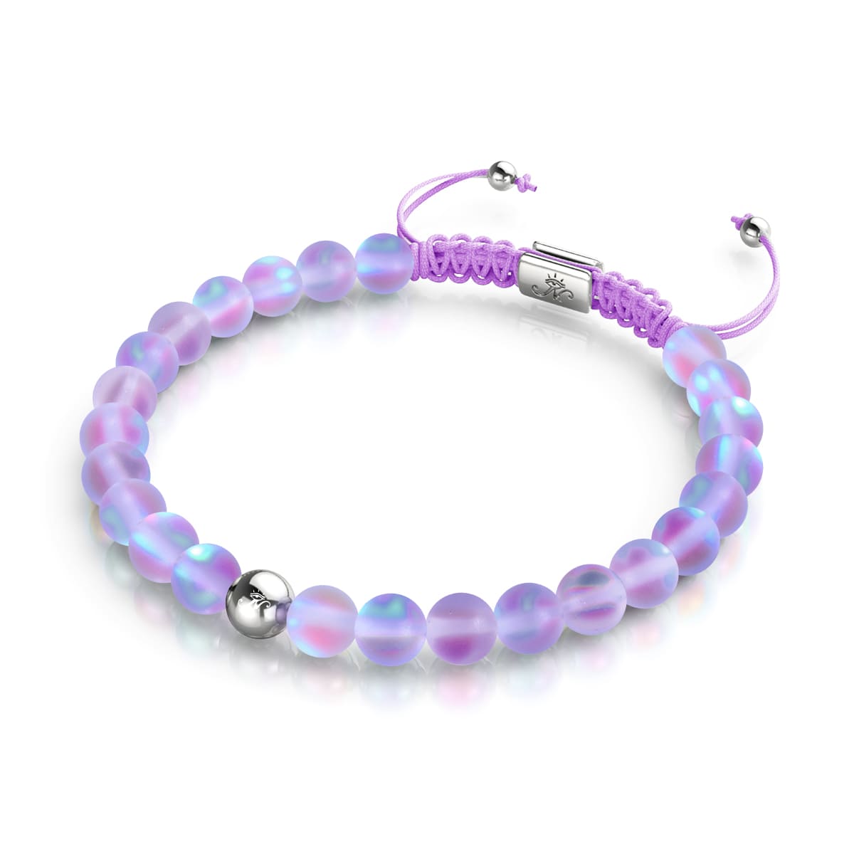lavande | Argent | Bracelet de perles de macramé en verre de sirène